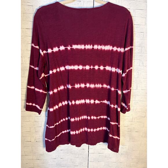 Torrid women’s V-neck long sleeve T-shirt tie-dye burgundy casual plus size ￼ - Picture 2 of 8